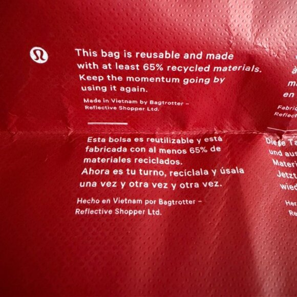 LULULEMON Extra Large Red Reusable Shopping Tote Bag XL - Picture 10 of 11